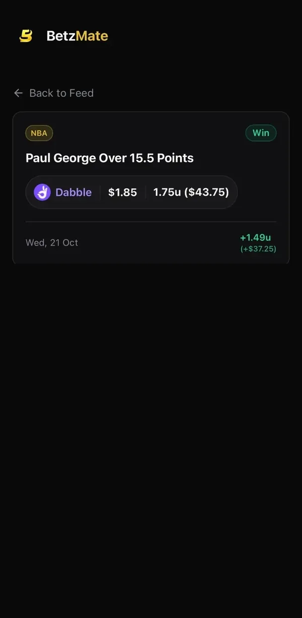Paul George Over 15.5 Points - Win, +1.49u